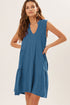 Split V Neck Tiered Flowy Sleeveless Dress